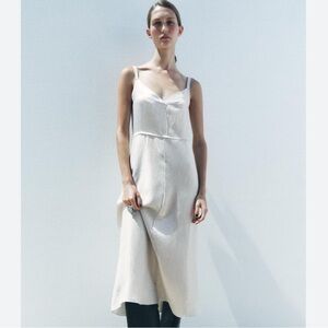 Zara NWT satin effect Ecru slip dress ZW Collection